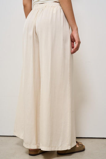 Pantalone donna gamba larga panna - 4