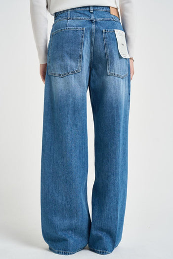 Jeans donna gamba larga in denim blu - 3