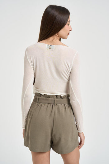 Maglia donna semitrasparente burro - 4