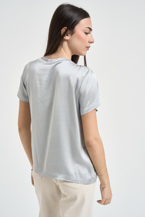 Blusa donna satinata argento - 2