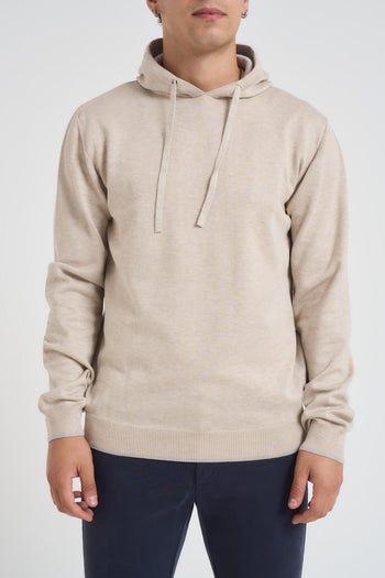 Felpa in maglia con cappuccio beige - 6
