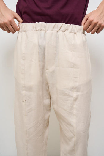 Pantalone uomo in lino beige - 5