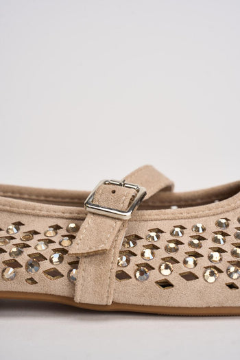 Ballerina donna con strass beige - 5