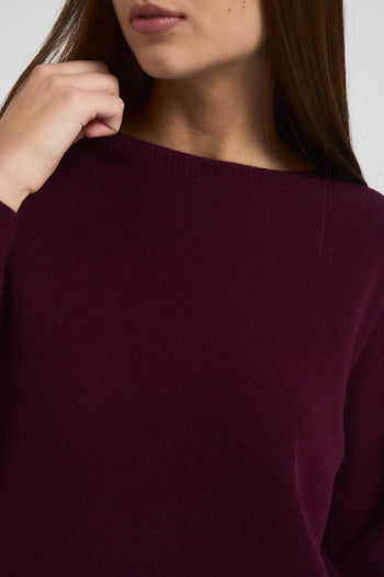 Maglia donna scollo a barchetta bordeaux - 3