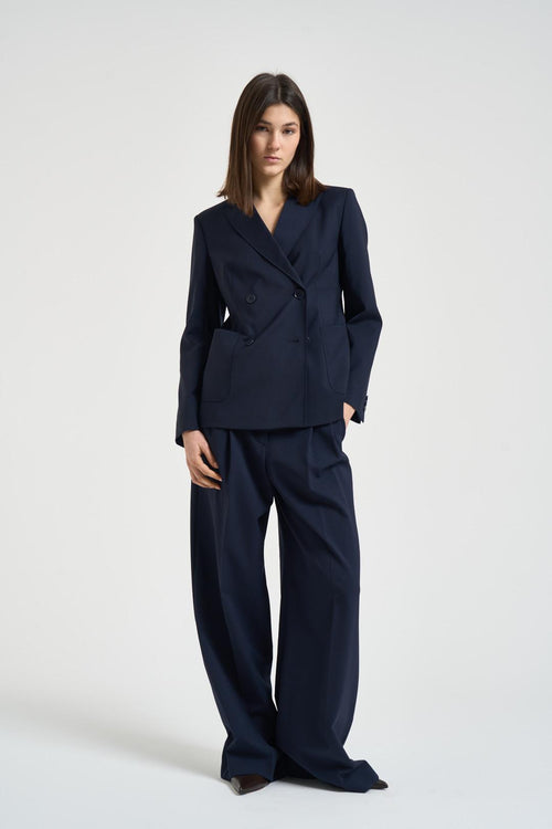 Blazer donna doppiopetto blu navy - 1