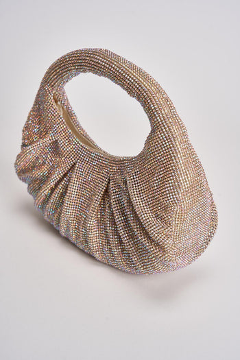 Borsa donna a mano con strass champagne - 3