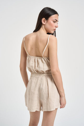 Top donna in lino ecru - 6