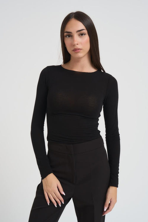 T-shirt donna girocollo nero