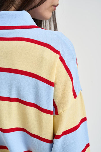 Polo in maglia a righe multicolor - 4