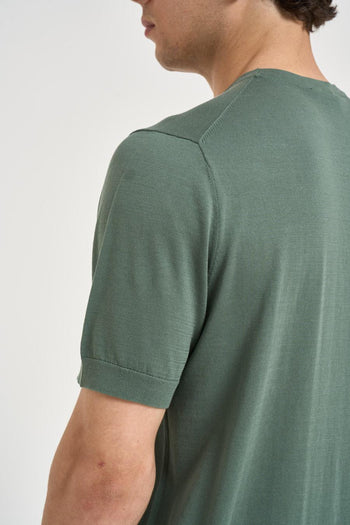 T-shirt uomo in maglia verde salvia - 6