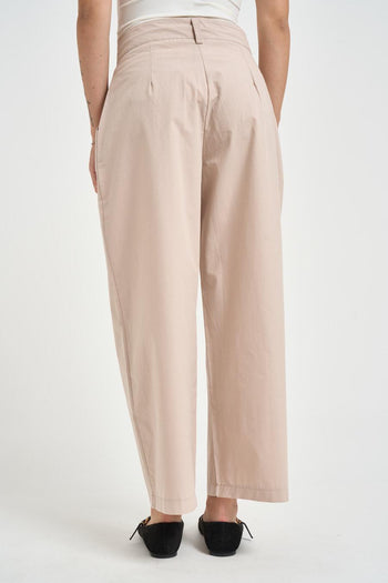 Pantalone donna con pinces panna - 4