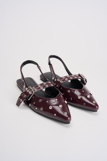 Slingback donna bordeaux con borchie - 3