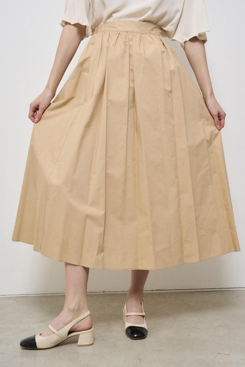 Women's beige poplin midi skirt - 2
