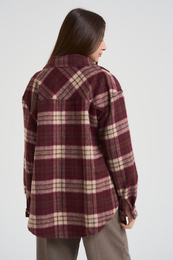 Camicia donna over a quadri vino - 4