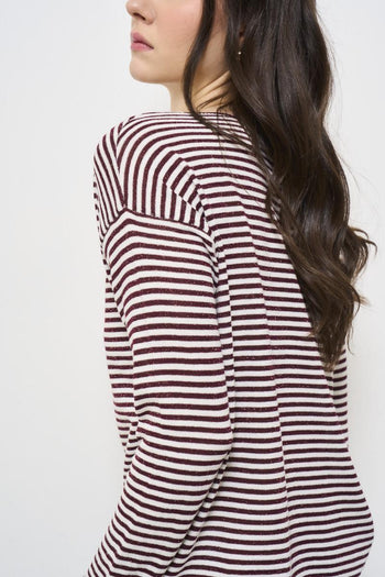 Women's burgundy sweater with lurex stripes - 5