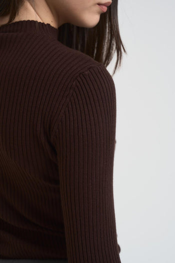 Maglia donna girocollo a costine moro - 4