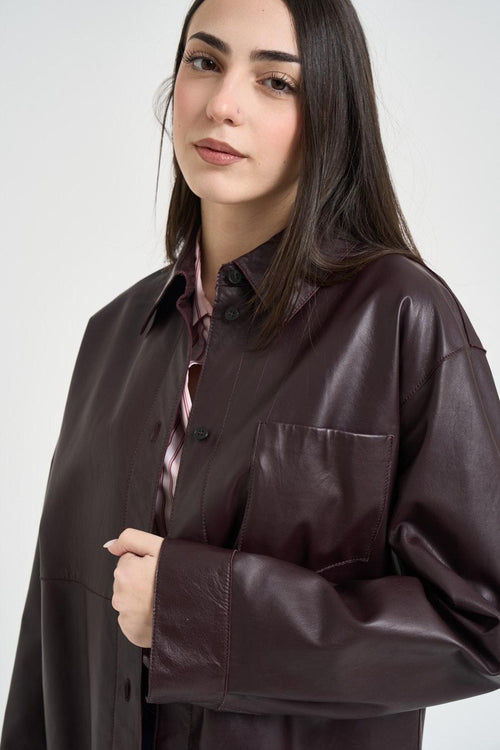 Giubbotto donna in pelle vino - 2