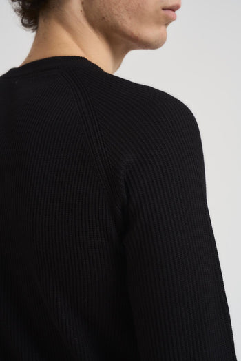 Maglia uomo girocollo a coste nera - 4