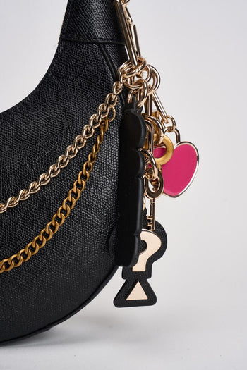 Borsa donna a spalla nera con charms - 3