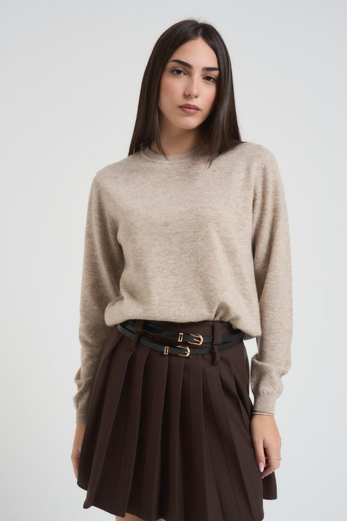 Maglia donna girocollo beige - 2