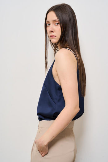 Top donna scollo a V blu. - 4