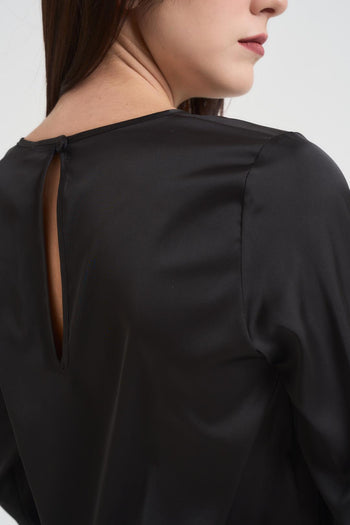 Blusa donna satinata nera - 5