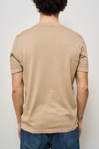 T-shirt uomo girocollo in maglia beige - 4