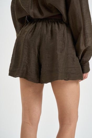 Shorts donna in cotone marrone - 3