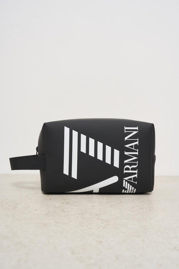 Beauty case uomo nero con logo bianco - 5