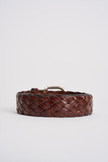 Cintura uomo intrecciata cognac - 3