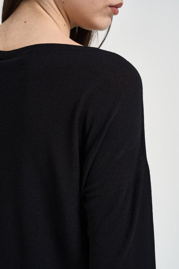 Maglia donna scollo a barca nera - 5