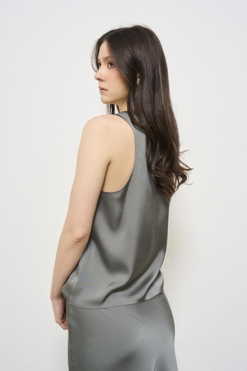 Women's grey satin top - 4