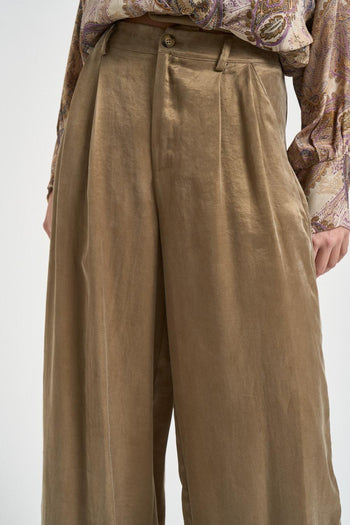 Pantalone donna ampio cammello - 5