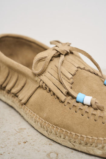 Women's beige suede moccasin - 5