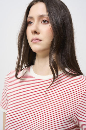T-shirt donna rossa a righe - 3