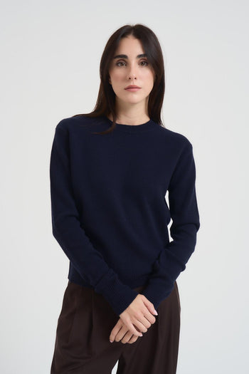Maglia girocollo donna blu - 4