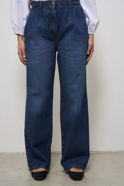 Jeans donna dritto in denim scuro - 1