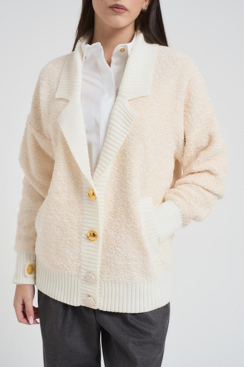 Cardigan donna strutturato panna