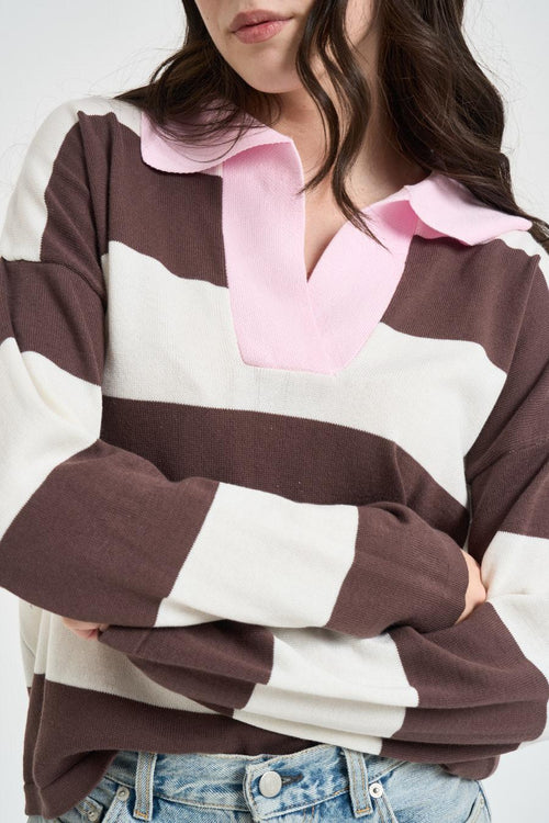 Polo donna in maglia a righe - 2