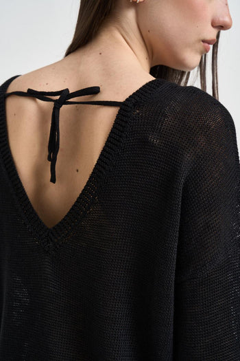 Maglia donna scollo a barca nera - 4