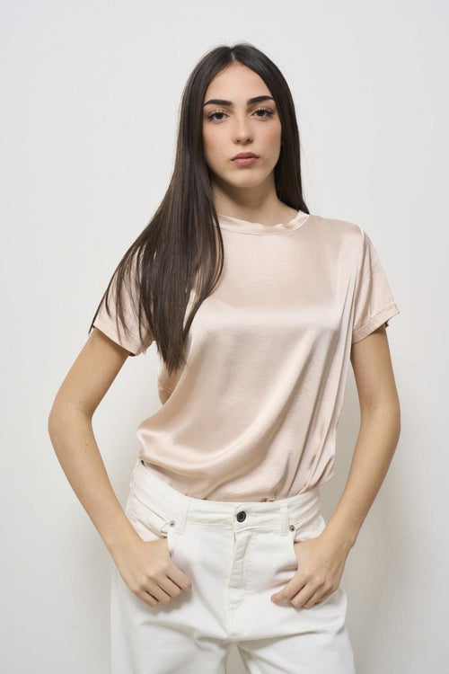 Women's pink satin t-shirt