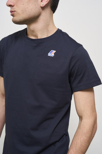 Men's blue crew neck T-shirt with logo - 3