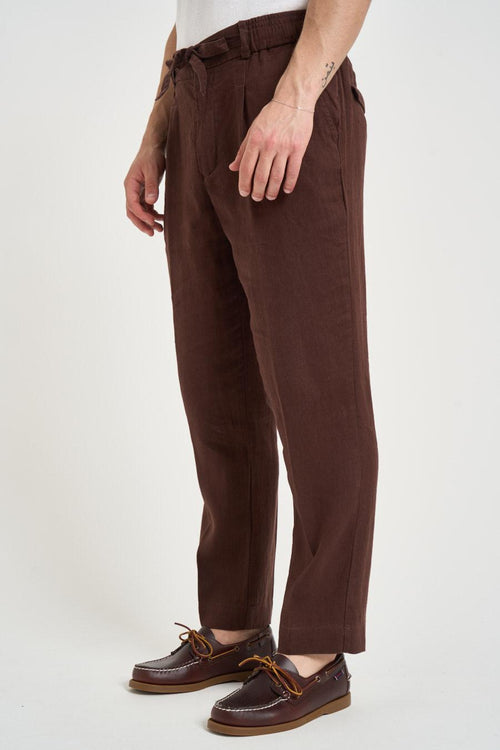Pantalone uomo in lino marrone - 2