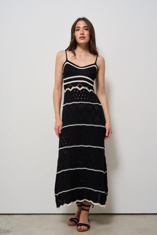 Abito donna lungo crochet nero