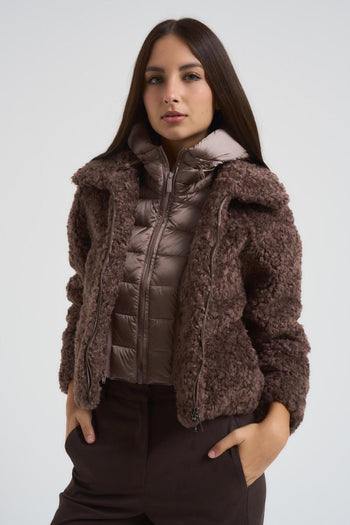 Cappotto donna marrone con pelliccia - 6