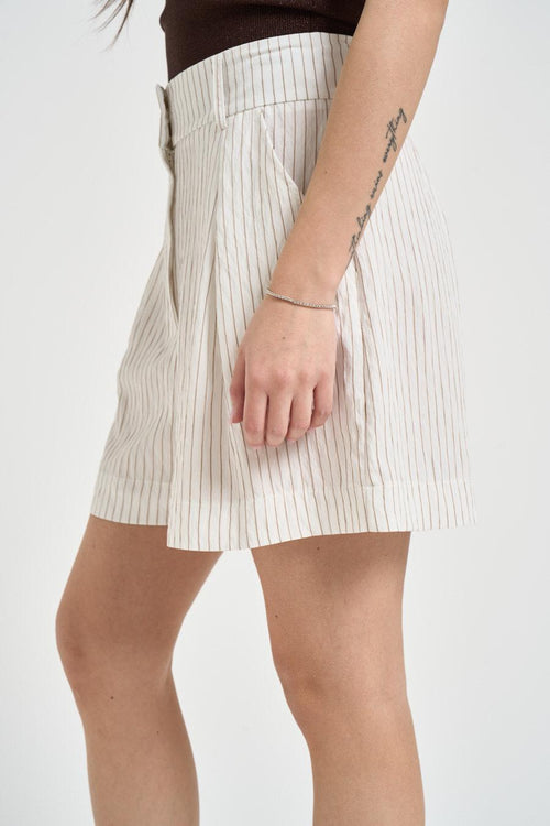 Shorts donna gessato panna - 2