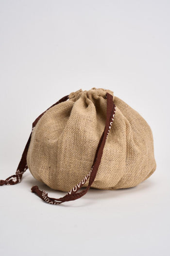 Borsa donna a mano in juta beige e moro - 4