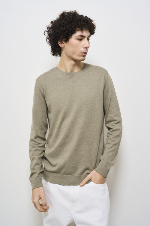 Men's sage green crew neck sweater - 2