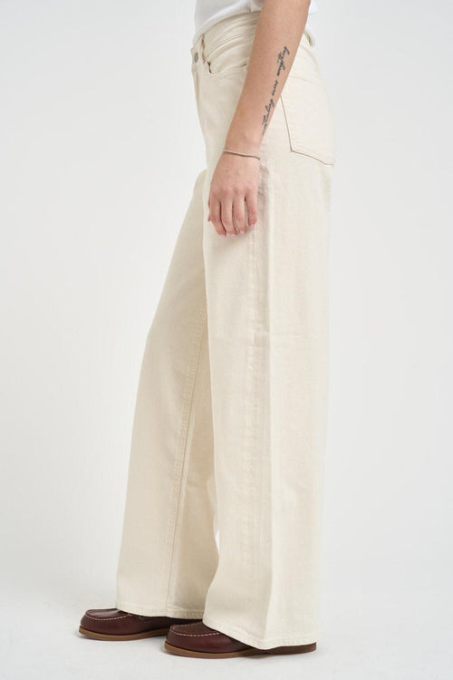 Jeans donna gamba dritta in denim crema - 2