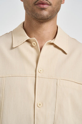 Camicia uomo a maniche corte panna - 3